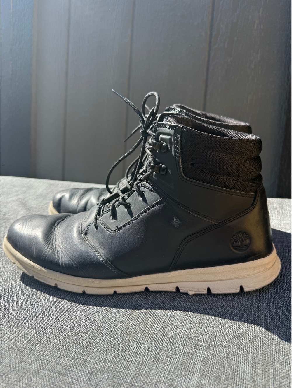 Timberland Men's Black Leather and Fabric Boots Size 13